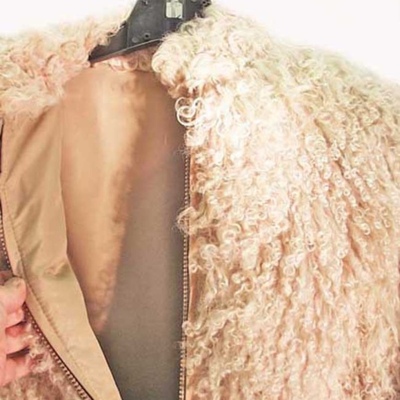 REVERSIBLE LAMB FUR JACKET, BEIGE, MISSES MEDIUM, FUR SIDE REVERSES TO WEATHERPR - Picture 1 of 5